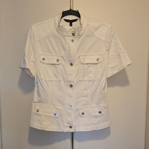 White House Black Market Utility Jacket in White